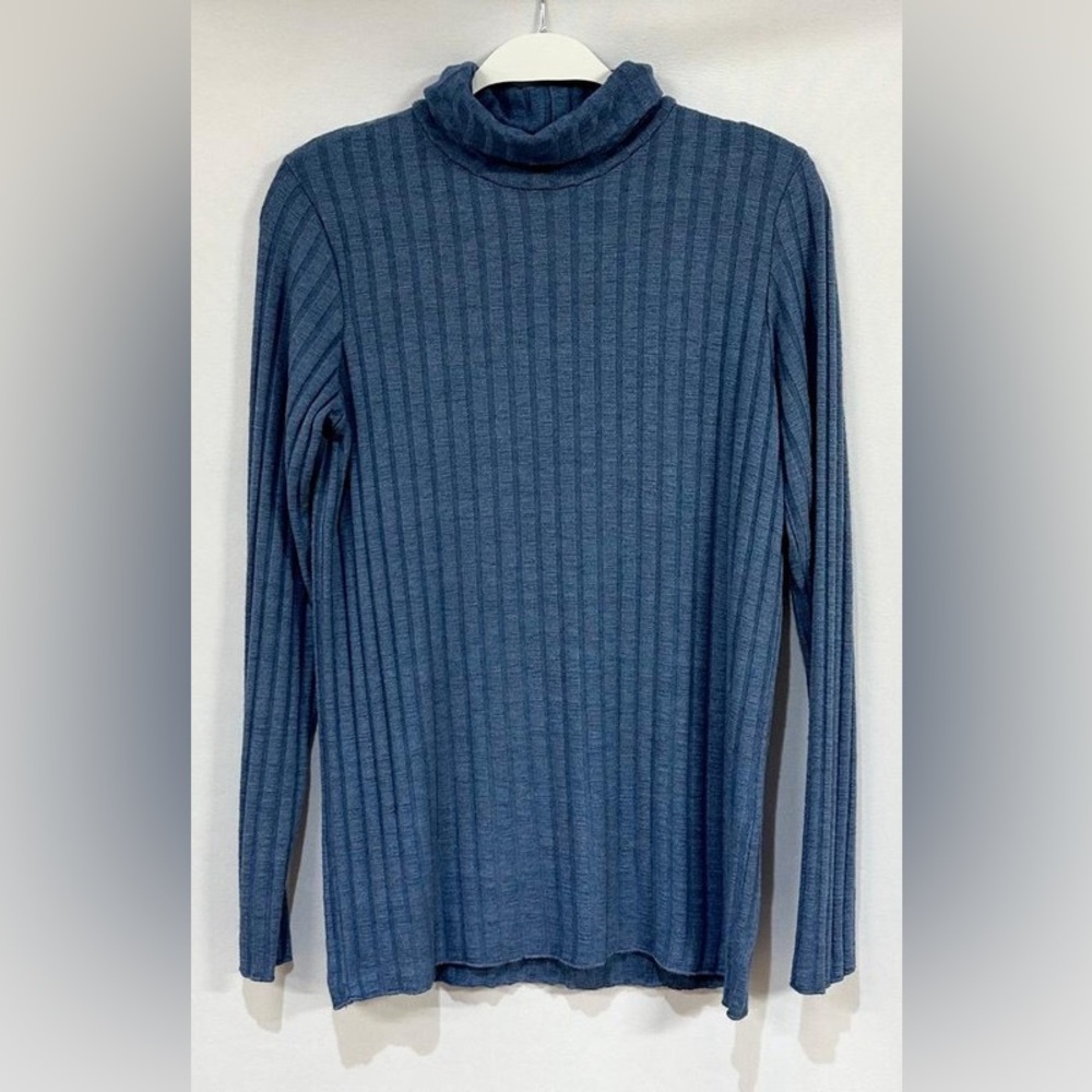 (81605-DNM) LONG SLEEVE TURTLENECK RIB KNIT TOP
